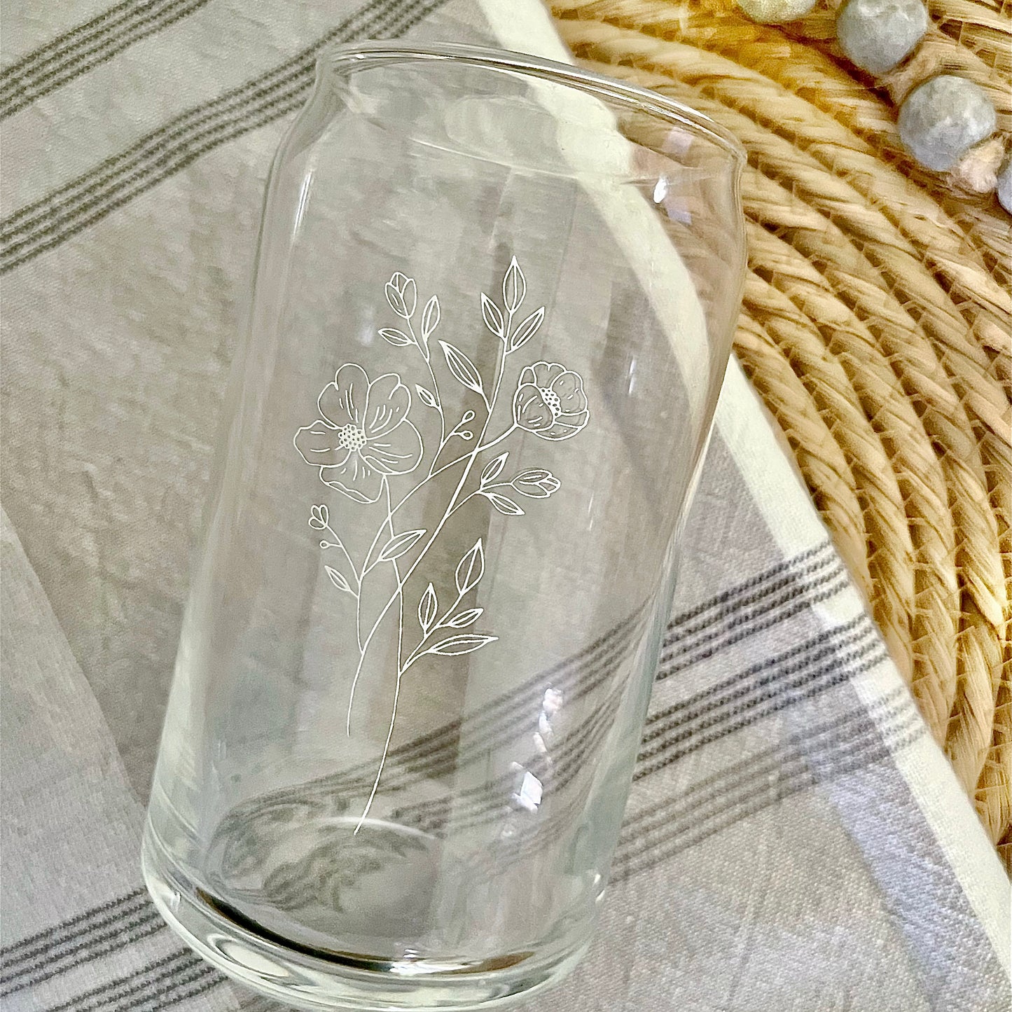 Floral 'Can' Glass | 16oz