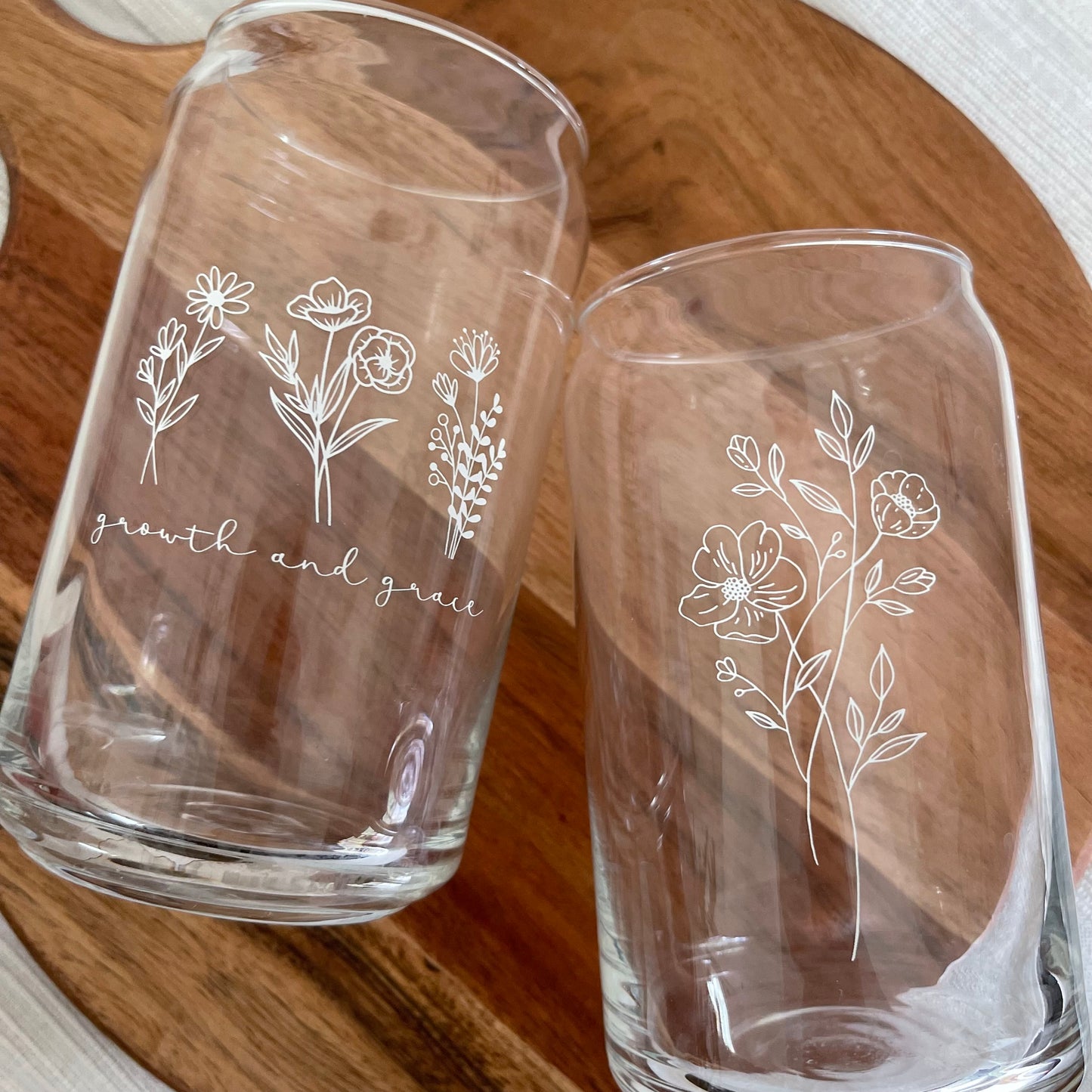 Floral 'Can' Glass | 16oz
